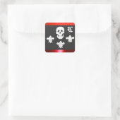 JOLLY ROGER SKULL EN DRIE LILIES FLAG MONOGRAM VIERKANTE STICKER (Tas)