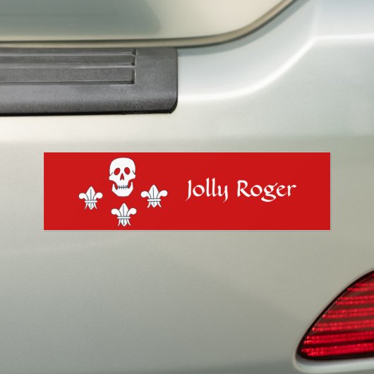 JOLLY ROGER SKULL EN DRIE LILIES FLAG, Red Bumpersticker (Op auto)