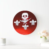 JOLLY ROGER SKULL EN DRIE LILIES FLAG, Red Ruby Grote Klok (Huis)