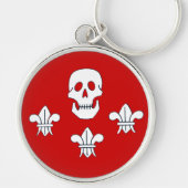 JOLLY ROGER SKULL EN DRIE LILIES FLAG, Red Sleutelhanger (Voorkant)