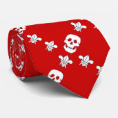 JOLLY ROGER SKULL EN DRIE LILIES FLAG Red Stropdas (Opgerold)