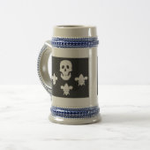 JOLLY ROGER SKULL EN DRIE LILILIES FLAG BIERPUL (Voorkant links)