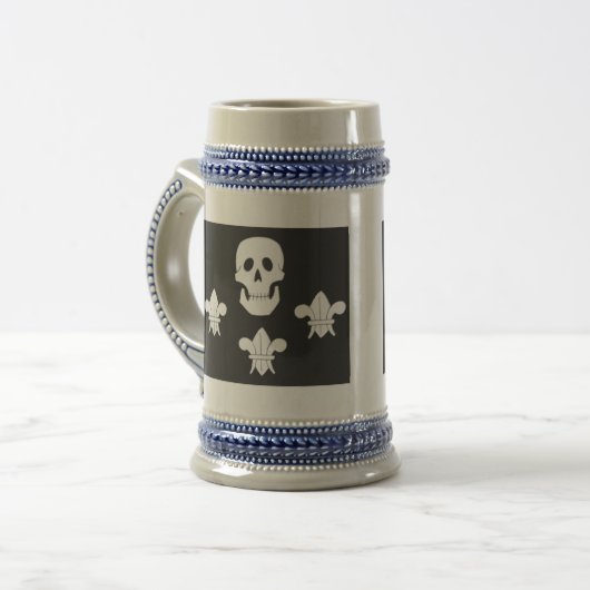 JOLLY ROGER SKULL EN DRIE LILILIES FLAG BIERPUL (Voorkant links)