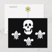 JOLLY ROGER SKULL EN DRIE LILILIES FLAG BRIEFKAART (Voorkant / Achterkant)
