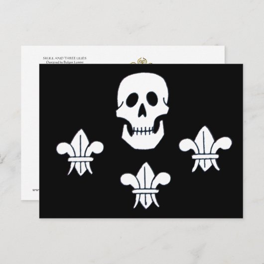 JOLLY ROGER SKULL EN DRIE LILILIES FLAG BRIEFKAART (Voorkant / Achterkant)