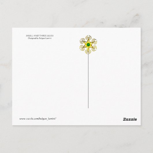 JOLLY ROGER SKULL EN DRIE LILILIES FLAG BRIEFKAART (Achterkant)