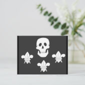 JOLLY ROGER SKULL EN DRIE LILILIES FLAG BRIEFKAART (Staand voorkant)