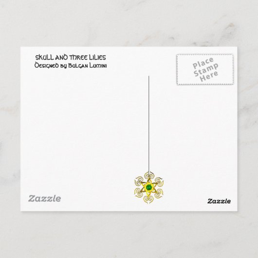 JOLLY ROGER SKULL EN DRIE LILILIES FLAG BRIEFKAART (Achterkant)