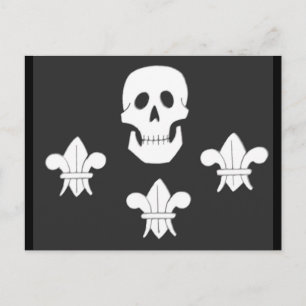 JOLLY ROGER SKULL EN DRIE LILILIES FLAG BRIEFKAART