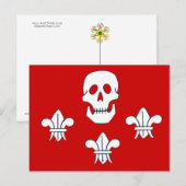 JOLLY ROGER SKULL EN DRIE LILILIES FLAG BRIEFKAART (Voorkant / Achterkant)