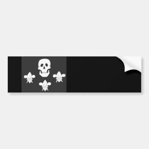 JOLLY ROGER SKULL EN DRIE LILILIES FLAG BUMPERSTICKER