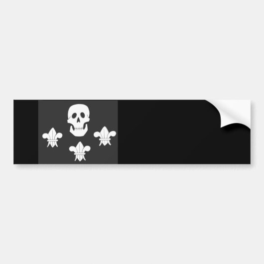 JOLLY ROGER SKULL EN DRIE LILILIES FLAG BUMPERSTICKER (Voorkant)