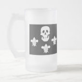 JOLLY ROGER SKULL EN DRIE LILILIES FLAG MATGLAS BIERPUL (Links)