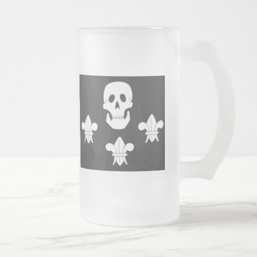 JOLLY ROGER SKULL EN DRIE LILILIES FLAG MATGLAS BIERPUL (Rechts)