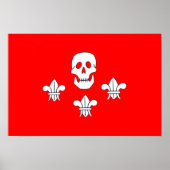 JOLLY ROGER SKULL EN DRIE LILILIES FLAG POSTER (Voorkant)