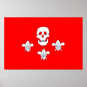 JOLLY ROGER SKULL EN DRIE LILILIES FLAG POSTER