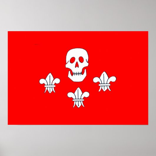 JOLLY ROGER SKULL EN DRIE LILILIES FLAG POSTER (Voorkant)