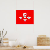 JOLLY ROGER SKULL EN DRIE LILILIES FLAG POSTER (Keuken)