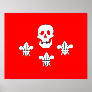 JOLLY ROGER SKULL EN DRIE LILILIES FLAG POSTER