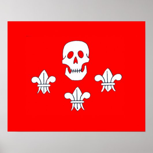 JOLLY ROGER SKULL EN DRIE LILILIES FLAG POSTER (Voorkant)