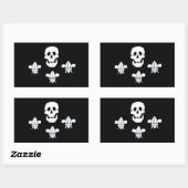 JOLLY ROGER SKULL EN DRIE LILILIES FLAG RECHTHOEKIGE STICKER (Vel)
