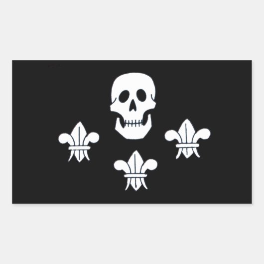 JOLLY ROGER SKULL EN DRIE LILILIES FLAG RECHTHOEKIGE STICKER (Voorkant)