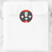 JOLLY ROGER SKULL EN DRIE LILILIES FLAG RONDE STICKER (Tas)