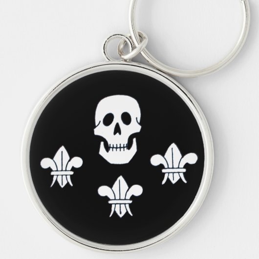 JOLLY ROGER SKULL EN DRIE LILILIES FLAG SLEUTELHANGER (Voorkant)