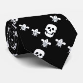 JOLLY ROGER SKULL EN DRIE LILILIES FLAG STROPDAS (Opgerold)