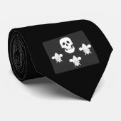 JOLLY ROGER SKULL EN DRIE LILILIES FLAG STROPDAS (Opgerold)
