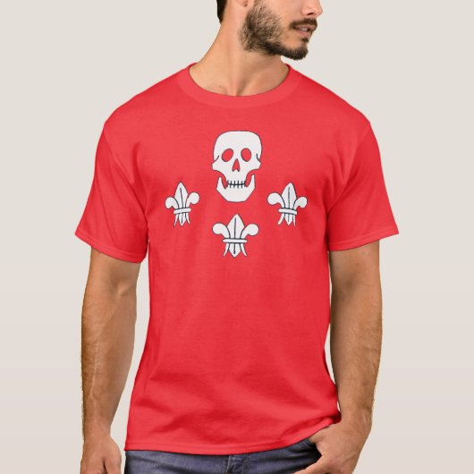JOLLY ROGER SKULL EN DRIE LILILIES FLAG T-SHIRT (Voorkant)