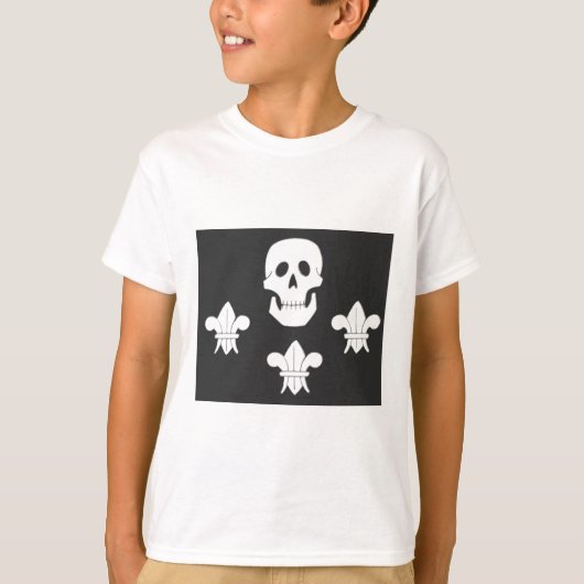JOLLY ROGER SKULL EN DRIE LILILIES FLAG T-SHIRT (Voorkant)