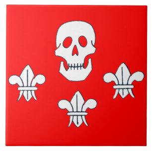 JOLLY ROGER SKULL EN DRIE LILILIES FLAG TEGELTJE