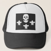 JOLLY ROGER SKULL EN DRIE LILILIES FLAG TRUCKER PET (Voorkant)