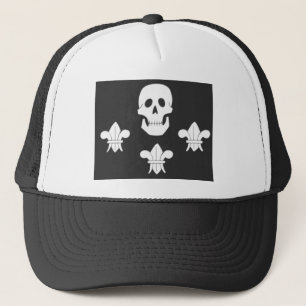 JOLLY ROGER SKULL EN DRIE LILILIES FLAG TRUCKER PET