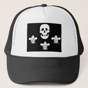 JOLLY ROGER SKULL EN DRIE LILILIES FLAG TRUCKER PET