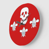 JOLLY ROGER SKULL EN DRIE LILLIES FLAG, Red Grote Klok (Hoek)