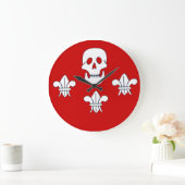 JOLLY ROGER SKULL EN DRIE LILLIES FLAG, Red Grote Klok (Huis)