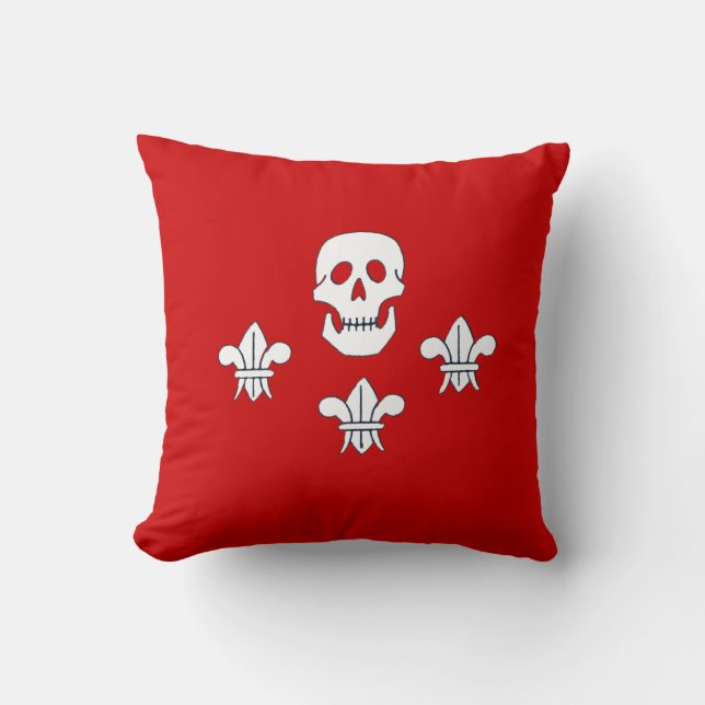 JOLLY ROGER SKULL EN FLEUR DE LISE FLAG, KUSSEN (Voorkant)