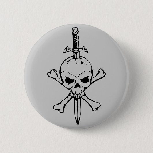 Jolly Roger Skull met knop Knife Pinback Ronde Button 5,7 Cm (Voorkant)
