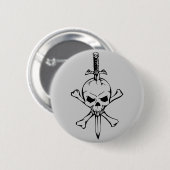Jolly Roger Skull met knop Knife Pinback Ronde Button 5,7 Cm (Voorkant /achterkant)