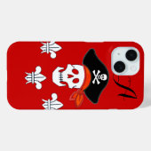 JOLLY ROGER SKULL, PIRATE PET, DRIE LILLIE MONOGRA Case-Mate iPhone CASE (Achterkant (horizontaal))