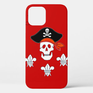 JOLLY ROGER SKULL, PIRATE PET, DRIE LILLIE MONOGRA iPhone 12 HOESJE