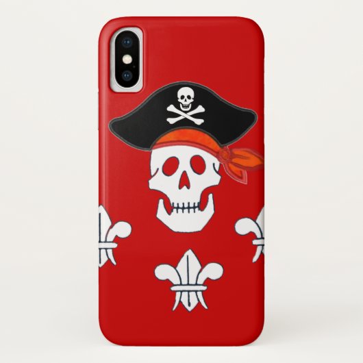 JOLLY ROGER SKULL, PIRATE PET EN DRIE LILIES Case-Mate iPhone CASE (Achterkant)
