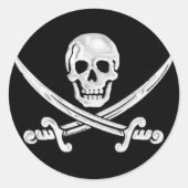 Jolly Roger Skull Ronde Sticker (Voorkant)