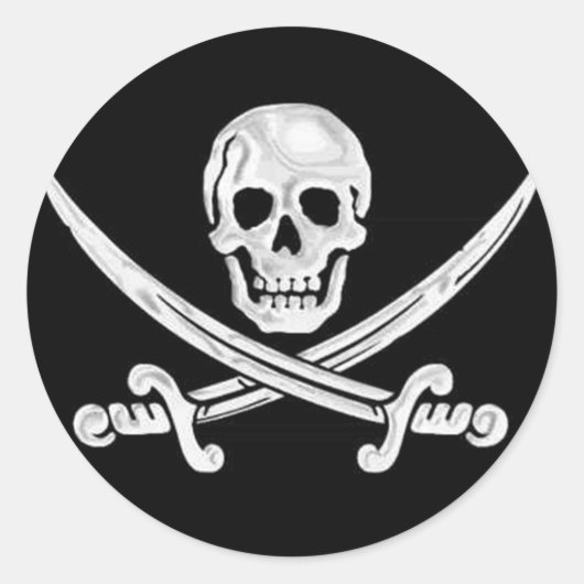 Jolly Roger Skull Ronde Sticker (Voorkant)