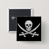 Jolly Roger Skull Vierkante Button 5,1 Cm (Voorkant /achterkant)