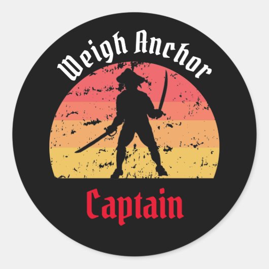 Jolly Roger Sunset Ronde Sticker (Voorkant)