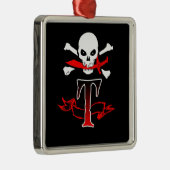 Jolly Roger T Monogram Initiaal Metalen Ornament (Rechts)