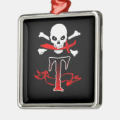 Jolly Roger T Monogram Initiaal Metalen Ornament (Links)